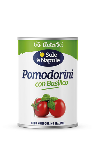 Pomodorini con basilico Latta 400 g